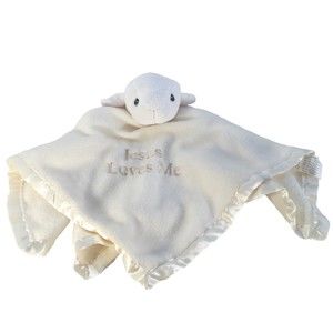Precious Moments Lamb Lovey White Jesus Loves Me Baby Security Blanket Plush Htf